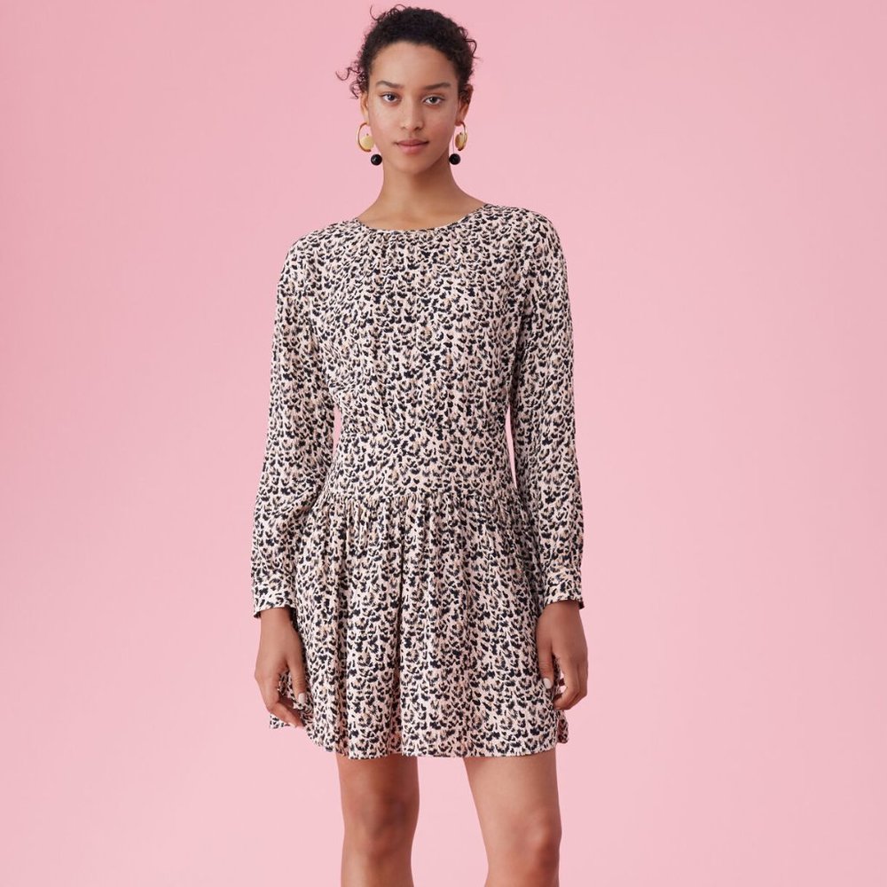 Rebecca Taylor silk long sleeve leopard dress 2